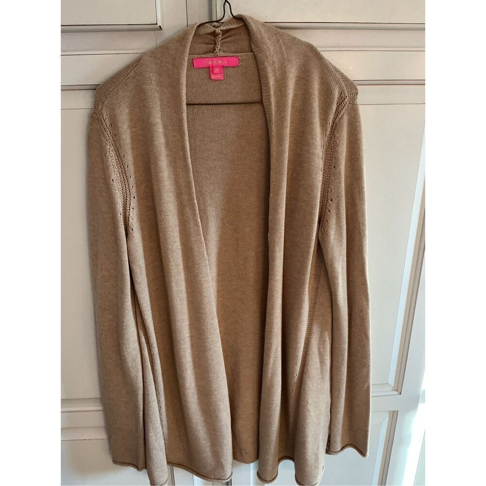 Lilly Pulitzer Allyse Cardigan Sz M Heather Sand Bar Metallic